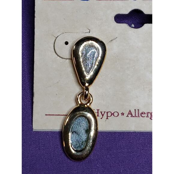 Courtney G Dangle Earrings, Gold Tone & Glitter Enamel, hypo allergenic, on card - Picture 2 of 9